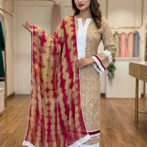 Zariya Lace Work Tie & Dye Suit Set